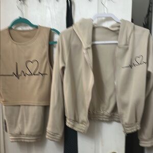 Tan Heartbeat Hoodie and Tank Set